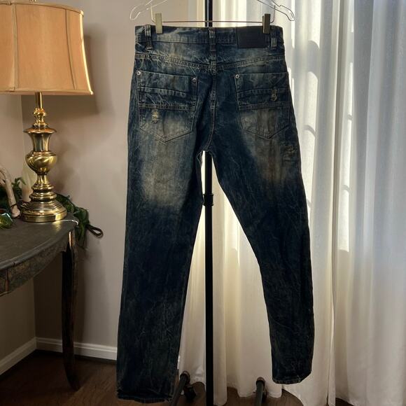 Southpole Distressed Ripped Jeans Acid Wash Blue Denim - Picture 2 of 7